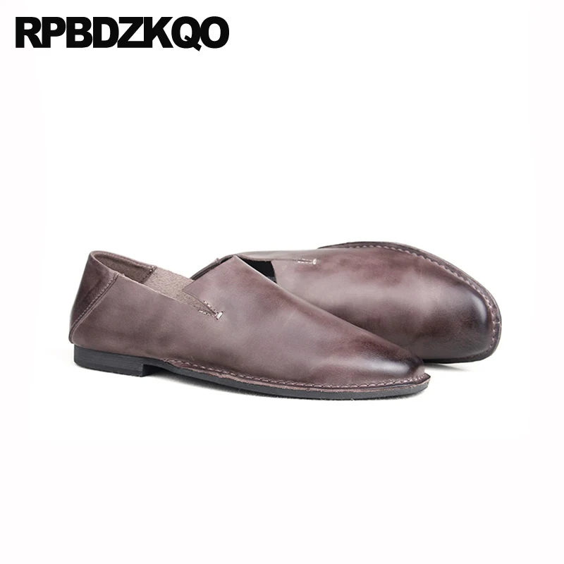 Driving Brown Genuine Leather Cow Skin Soft Soled European High Quality 2021 Men Casual Flats Shoes Brand Famous Summer Runway | Обувь