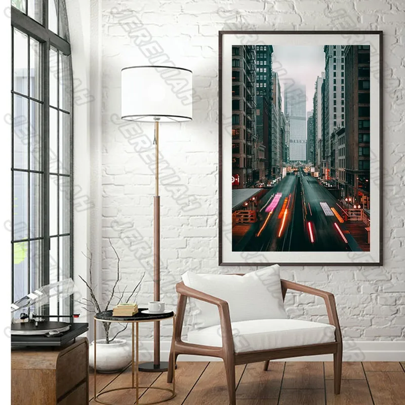 

Bustling City Night Scene Photo Poster Nordic Style Wall Art Canvas Print Painting Modern Living Room Decoration