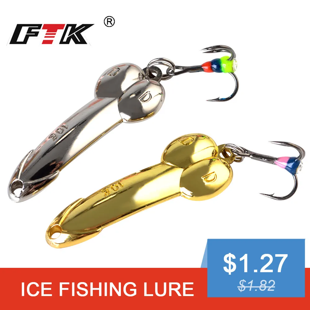 1 шт. блесна для спиннинга FTK ложка подледной рыбалки приманка ловли с крючками 34