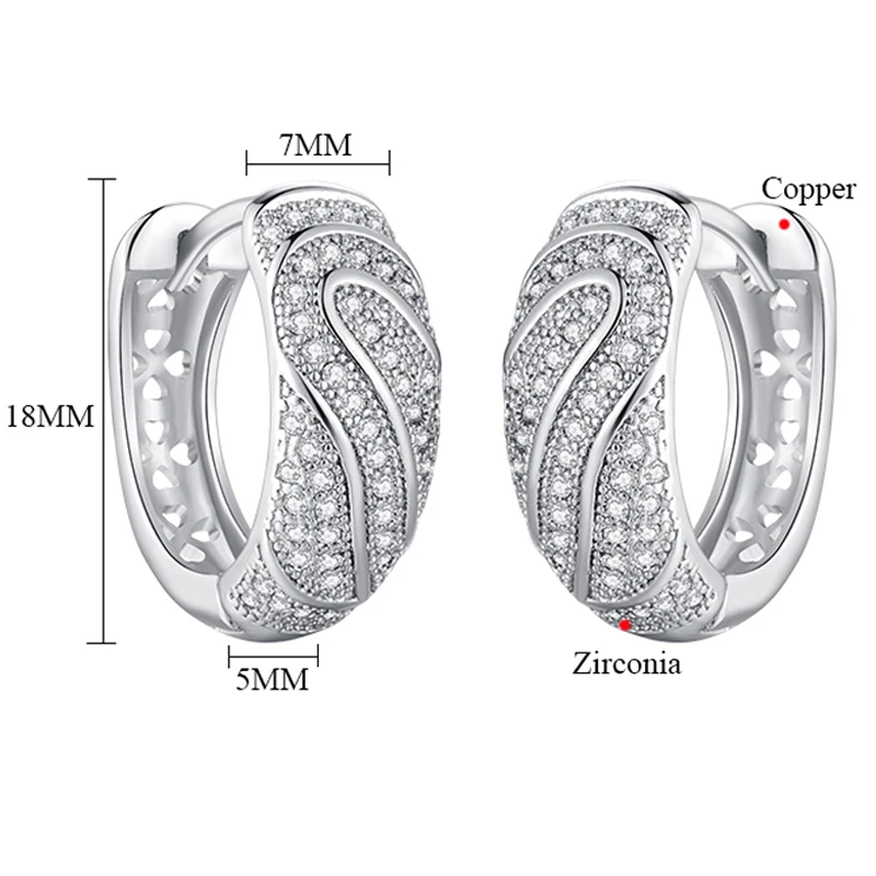 Креативный дизайн CZ широкий обруч серьги с фианитом золотые маленькие круглые