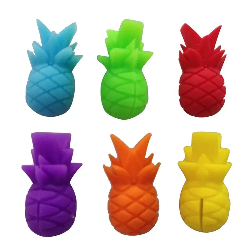 

12pcs Pineapple Shape Wine Glass Markers Silicone Wine Glass Marker Glass Identifier Drinking Cup Sign (6 Colors)