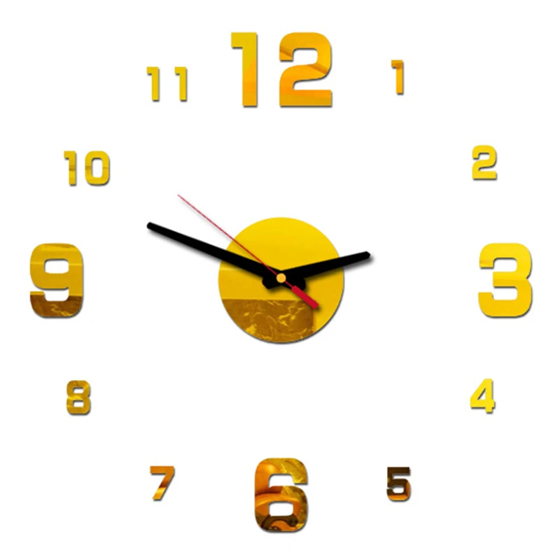 3D акриловые настенные часы зеркальная поверхность наклейка украшение для дома