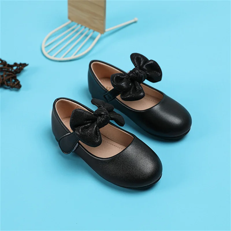 

JY Children Girls Black&Beige Flat Princess Dance Party Bowknot Shoes Students Girl 25-35 318-29 High Quality GZX04