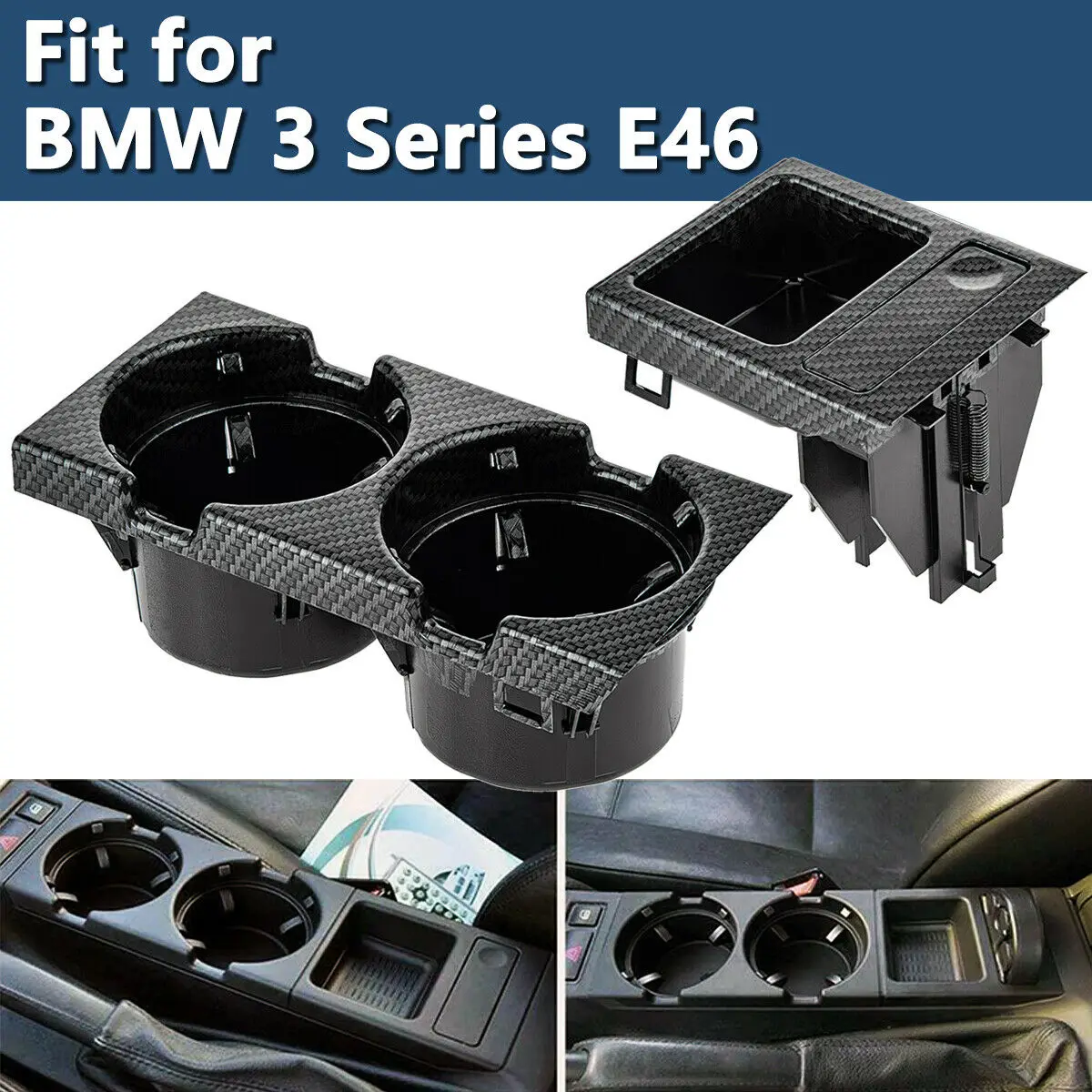 

Car Black Center Console Water Cup Holder Beverage Bottle Holder Coin Tray For BMW E46 3 Series 1999-2006 51168217953