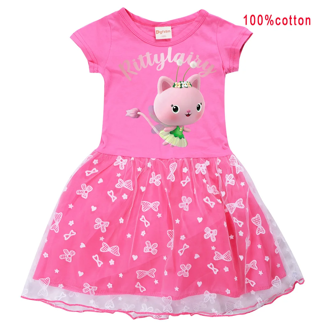 Детское Сетчатое платье принцессы эластичная летняя футболка с изображением