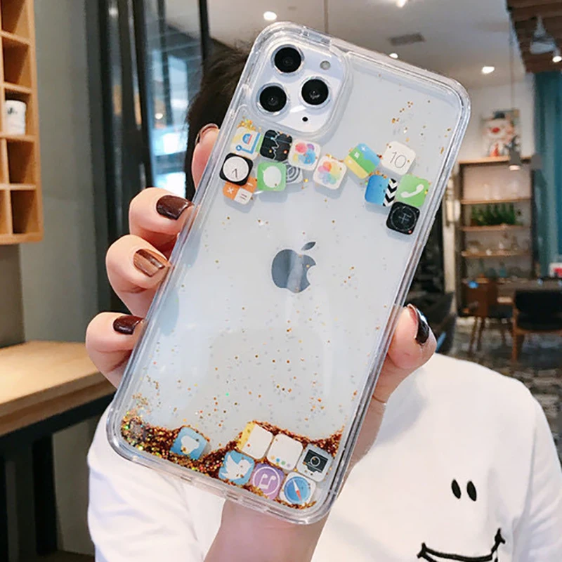 Чехол с динамическим зыбучим песком для iPhone 11 Pro MAX жесткий чехол жидкостью