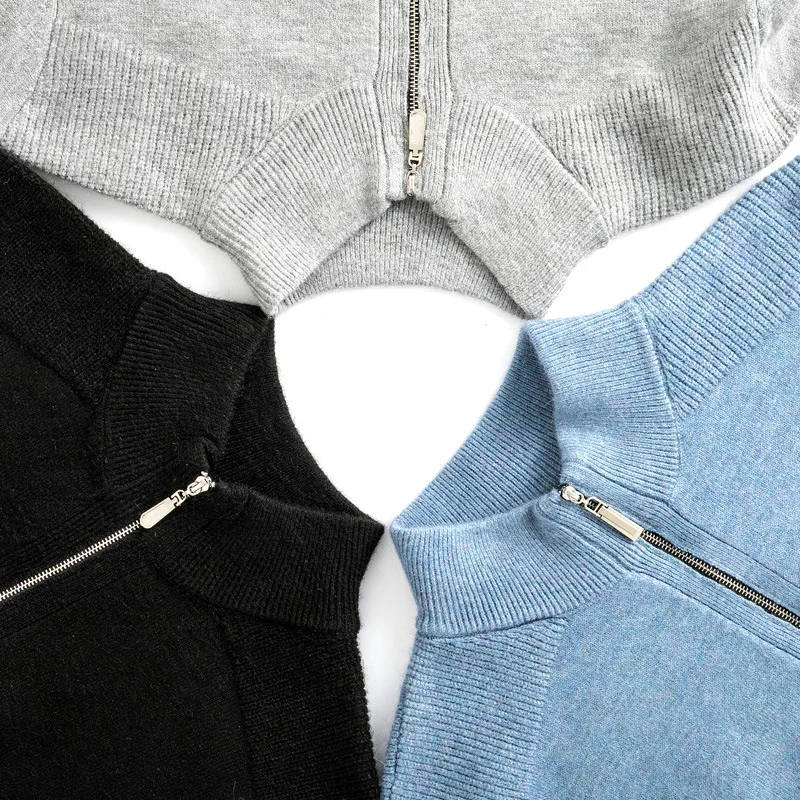 Зима мужской теплый шерстяной свитер бизнес мода Slim Fit Толстая водолазка свитер на молнии мужской бренд пуловер Одежда