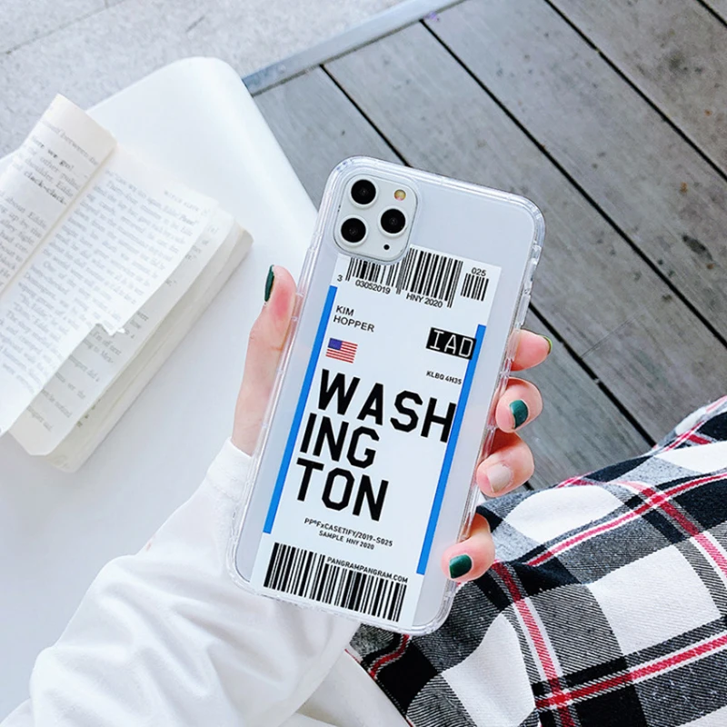 Ins Travel Label Country Phone Case For iPhone 11 Pro Max 7 8 6 6s Plus X XR XS Flight Ticket Letter Soft Silicone Back Cover | Мобильные