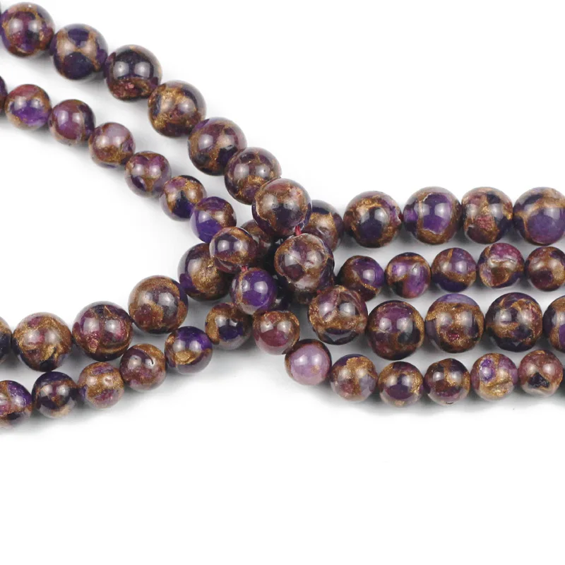 Круглые бусины WLYeeS из фиолетового золота с Непальским агатом натурального камня