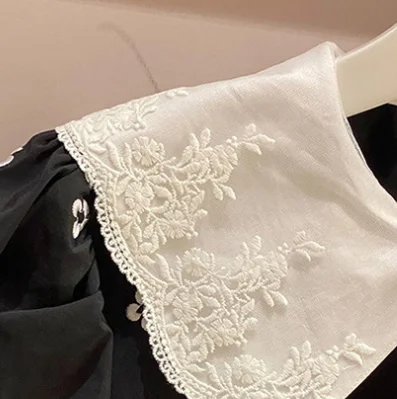 

2021 Spring and Summer New Women Dress Doll Collar Puff Sleeve Embroidery Princess Short-sleeved Dress Female