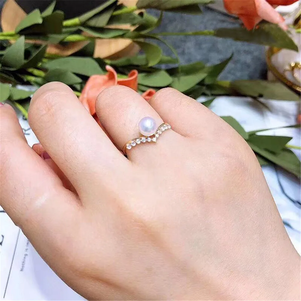 Позолоченные 925 пробы серебряные ювелирные изделия Жемчужное кольцо аксессуар