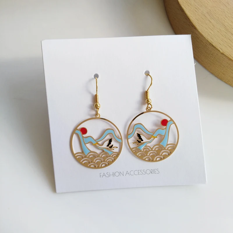 Длинные серьги китайские традиционные круглые красивые Крючки для дворца