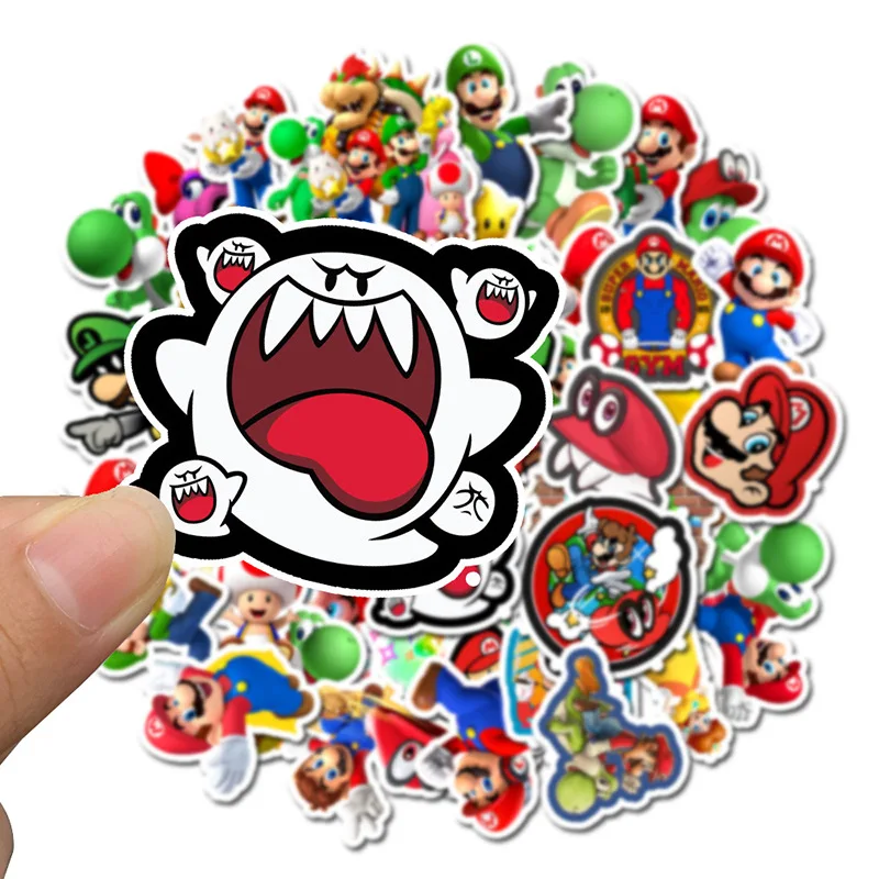50 шт./упак. Аниме игры Super Mario футболка с декором в виде Водонепроницаемый чемодан ноутбук DIY гитара игрушка для скейтборда детские наклейки