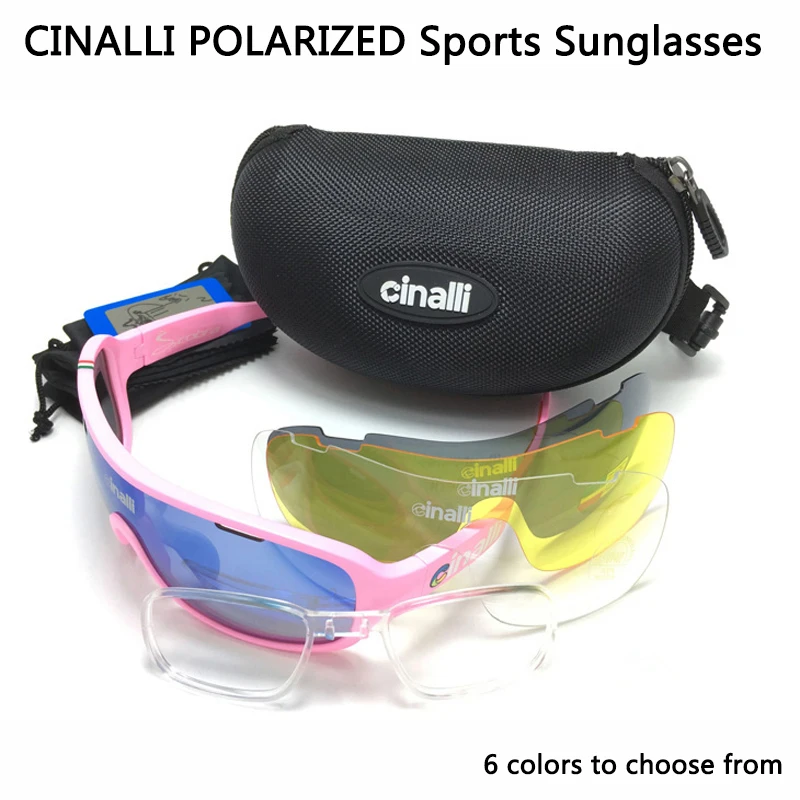 Спортивные поляризационные очки CINALLI велосипедные с защитой UV400 и 3 сменными