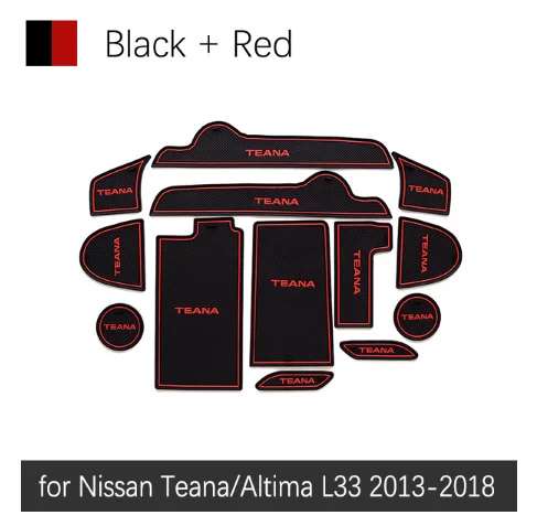Red Для Nissan Teana Altima L33 2013~ противоскользящие резиновые ворота слот чашки коврик двери паз коврик наклейки для автомобиля - Название цвета: Red