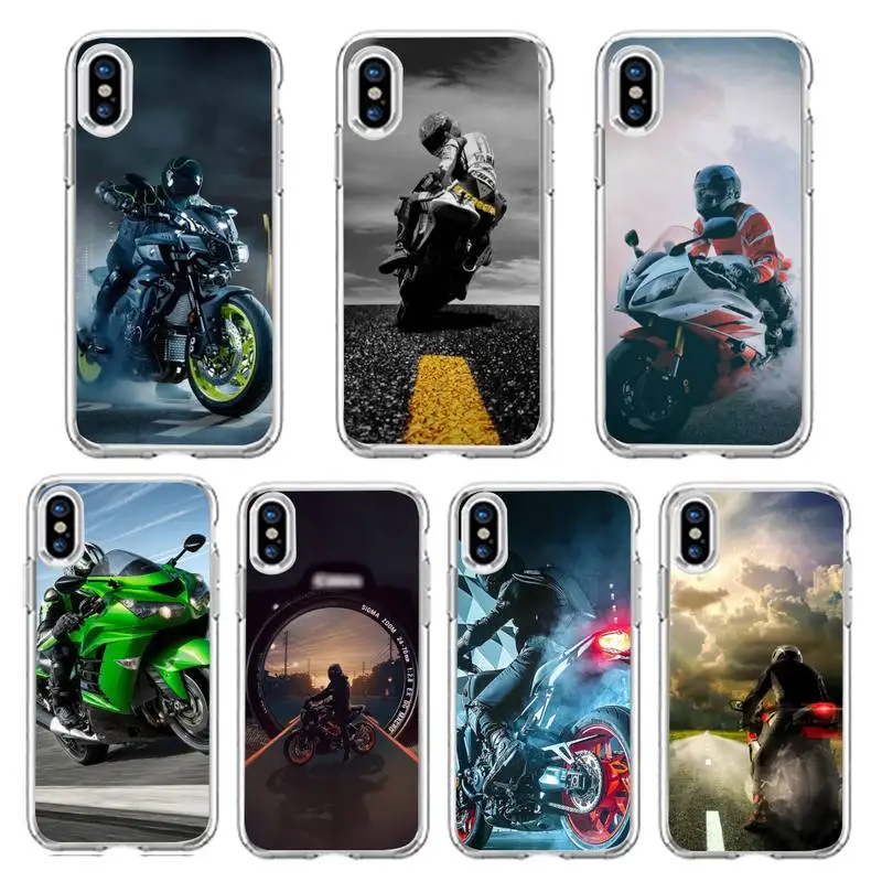 

Cool Racing Graphics motorcycle Phone Case Transparent soft For iphone 12 11 13 7 8 6 s plus x xs xr pro max mini