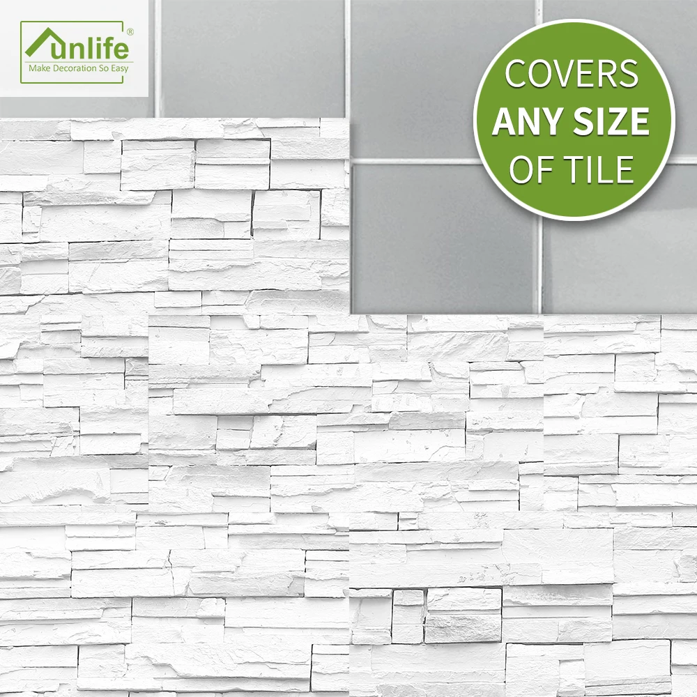 

Funlife Original Waterproof PVC 20x10cm White Stone Brick Diy Removable Wall and Tile Sticker For Kitchen and Lavatory's Decor