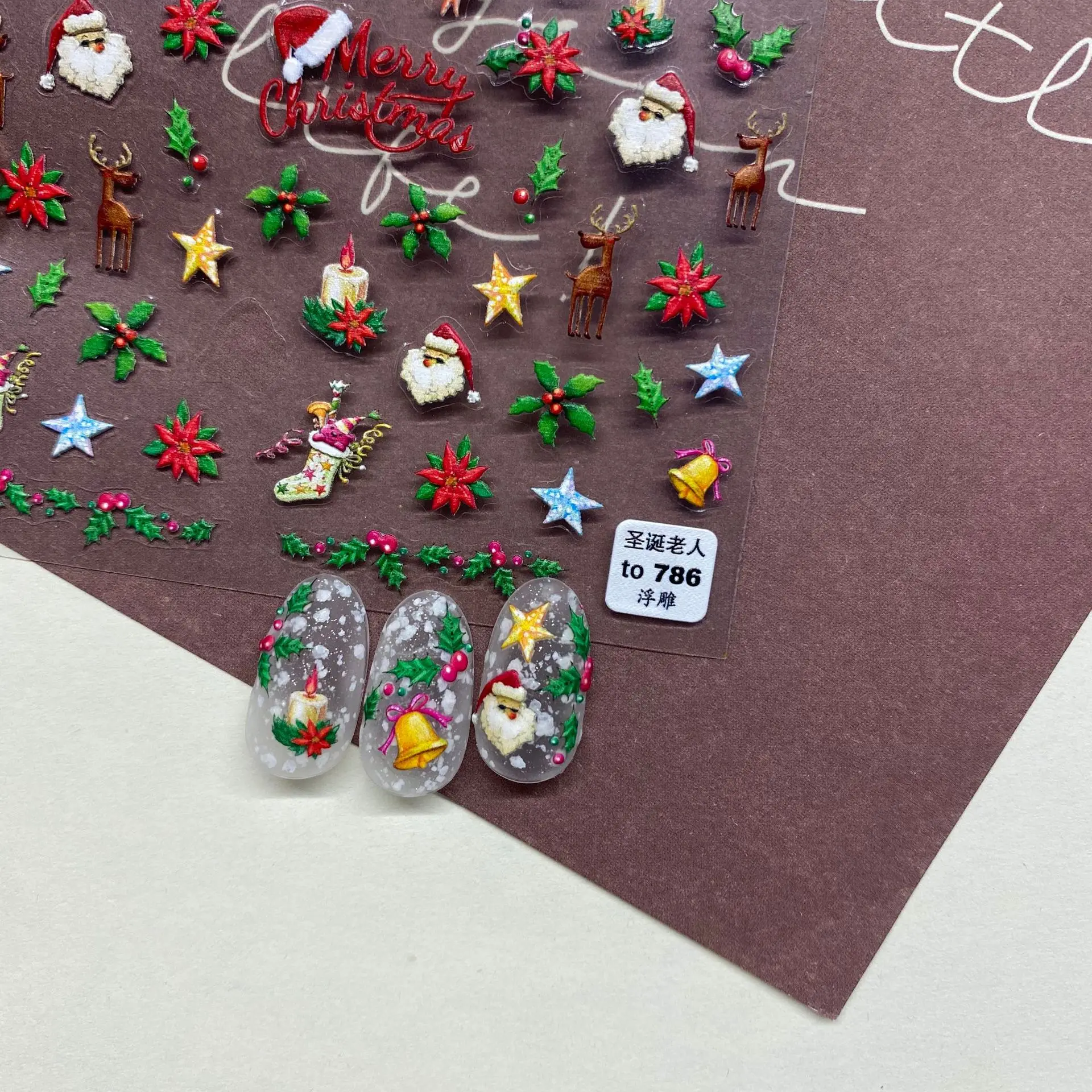 

Merry Christmas 3D Nail Sticker Winter Snowflake Elk Xmas Trees Santa Claus Cartoon Adhesive Sliders Nail Art Accessories Decals
