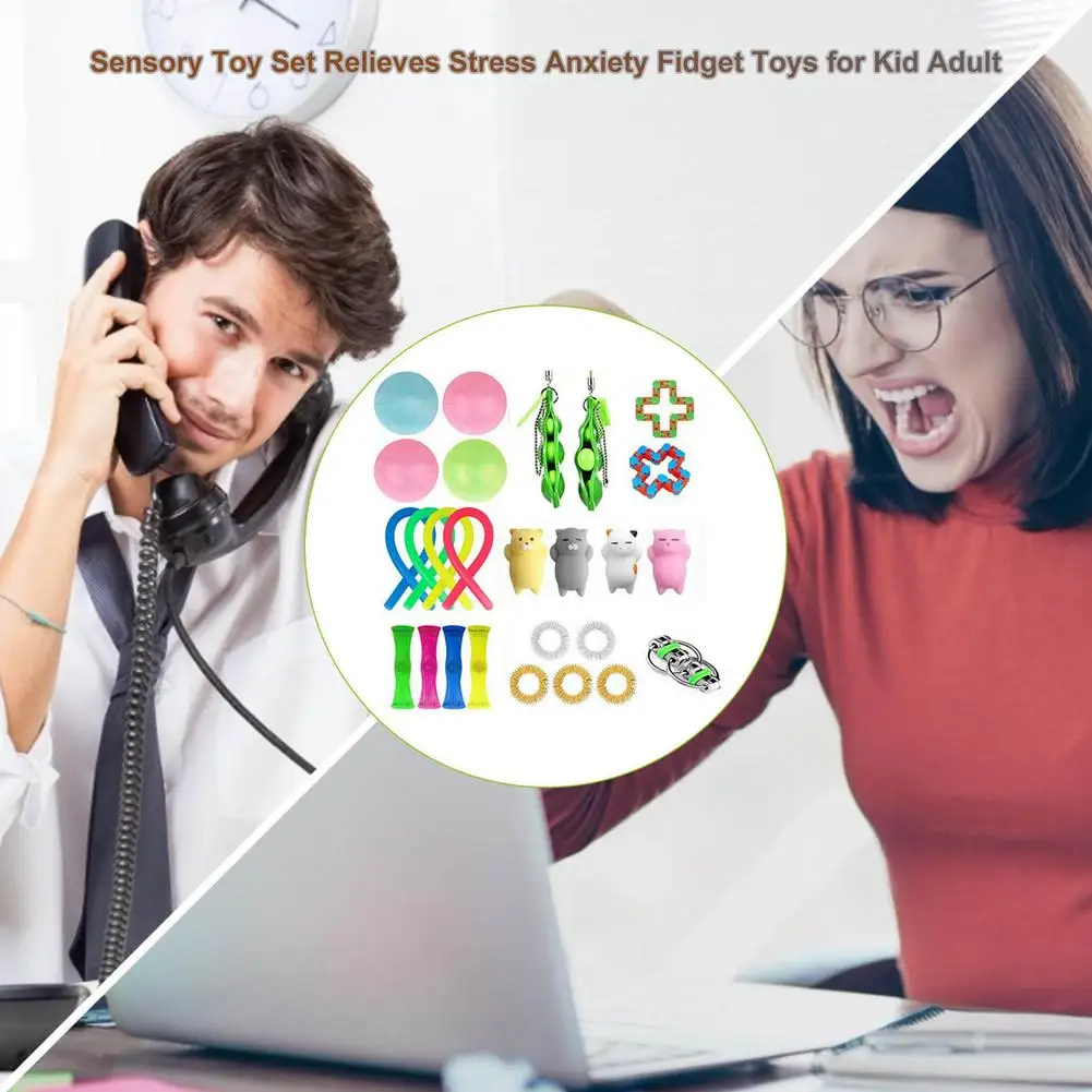 

26pcs Sensory Decompression Fidget Toys Set Bubble Squeeze Sensory Stress Relief Educational Toys For Children Gifts