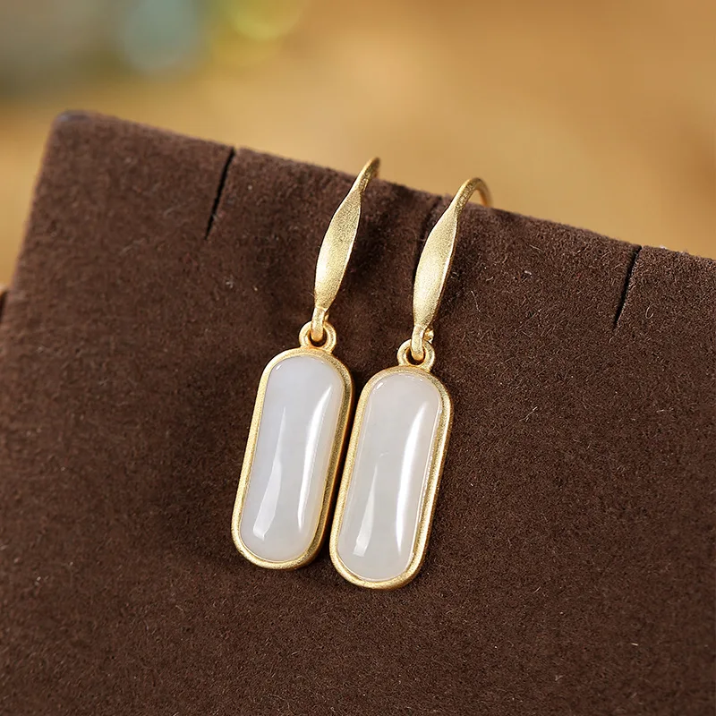 925 серебро с красными/нефрит/белый натуральный камень геометрические длинные