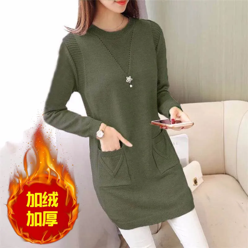 Свободные свитера для женщин 2019 осень зима теплый джемпер пуловер плюс бархат