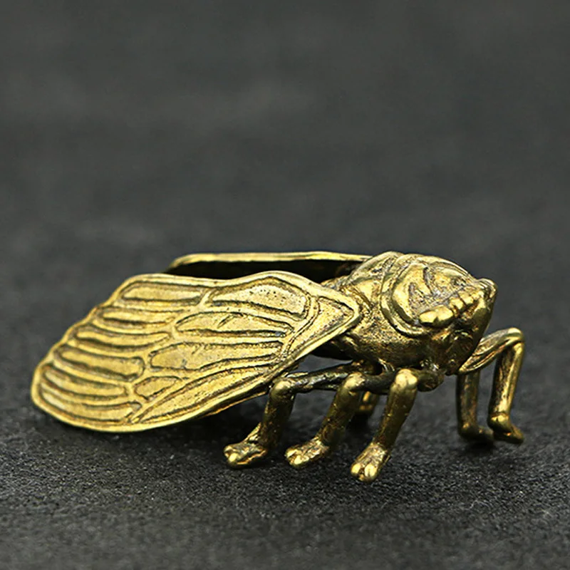 1* креативная фигурка ручной работы из чистой латуни Cicada, статуэтка животного, миниатюрная статуэтка, украшение для домашнего офиса