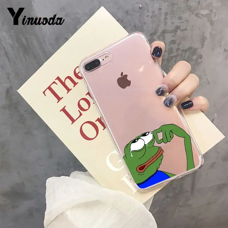 Yinuoda грустная лягушка pepe мем мягкий, роскошный, из ТПУ для мобильного телефона аксессуары чехол для iphone 8, 7, 6, 6S Plus, X XS max 10 5 5S SE XR корпус под плетенную сумку