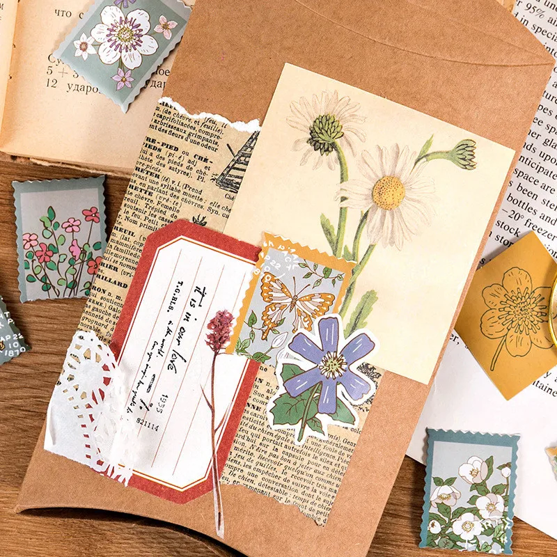 

46Pcs/box Cute Plant Stickers Ins Butterfly Stickers DIY Scrapbooking Decoration Stationery