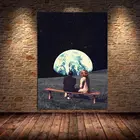 Ночное небо искусство земля пара холст картины плакаты принты Сюрреализм Галактика Космос Луна Космос стены картины для спальни без рамки