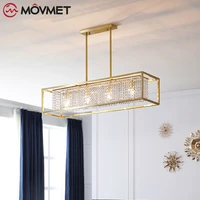 square e14 gold crystal led chandelier modern pendant lamp for restaurant dining room bedroom living room kitchen hall indoor