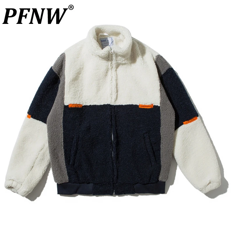 

Мужская плюшевая куртка в стиле пэчворк, с воротником-стойкой, 12x2021