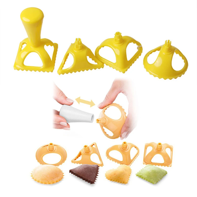 

4pcs/Set DIY 3D Dumpling Moulds Home Pastry Baking Cooking Tools Kitchenware Dough Press Ravioli Fruits Pie Mould Cookie Cocina