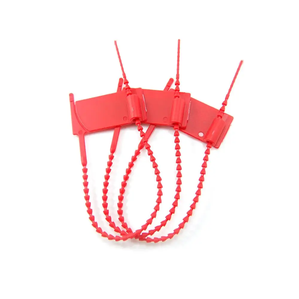 

Medium-Duty Tear-Away Pull-Tight Plastic Seal Tamper Proof Ribbed Cord Security Seals Package Zip Ties Red 100pcs