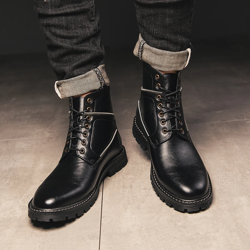 Fotwear/мужские ботинки классические уличные кожаные в байкерском стиле мужская
