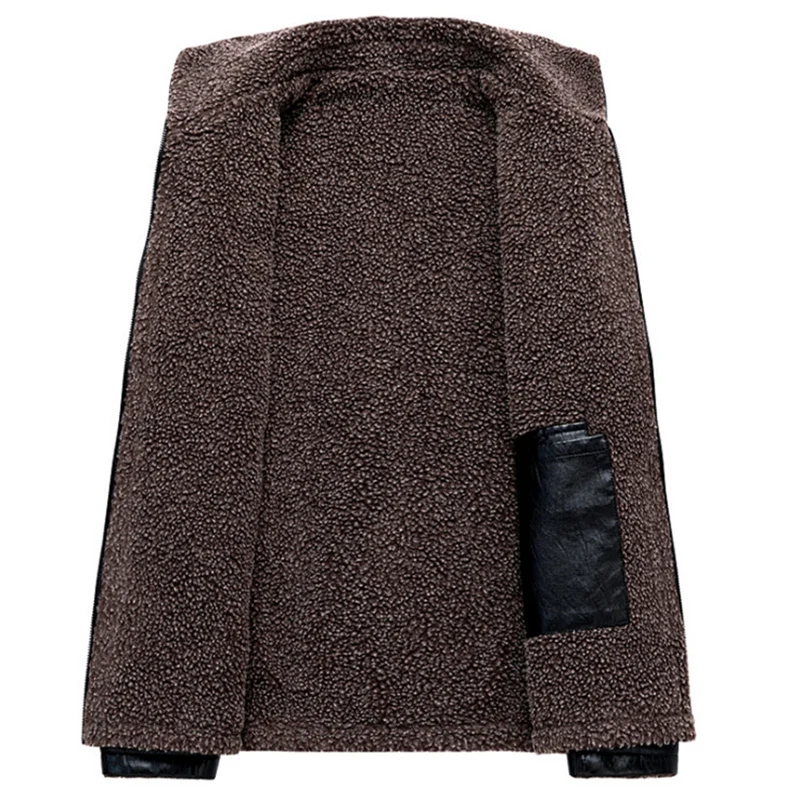 Осенне-зимние черные кожаные куртки мужские мотоциклетные Байкерская кожаная