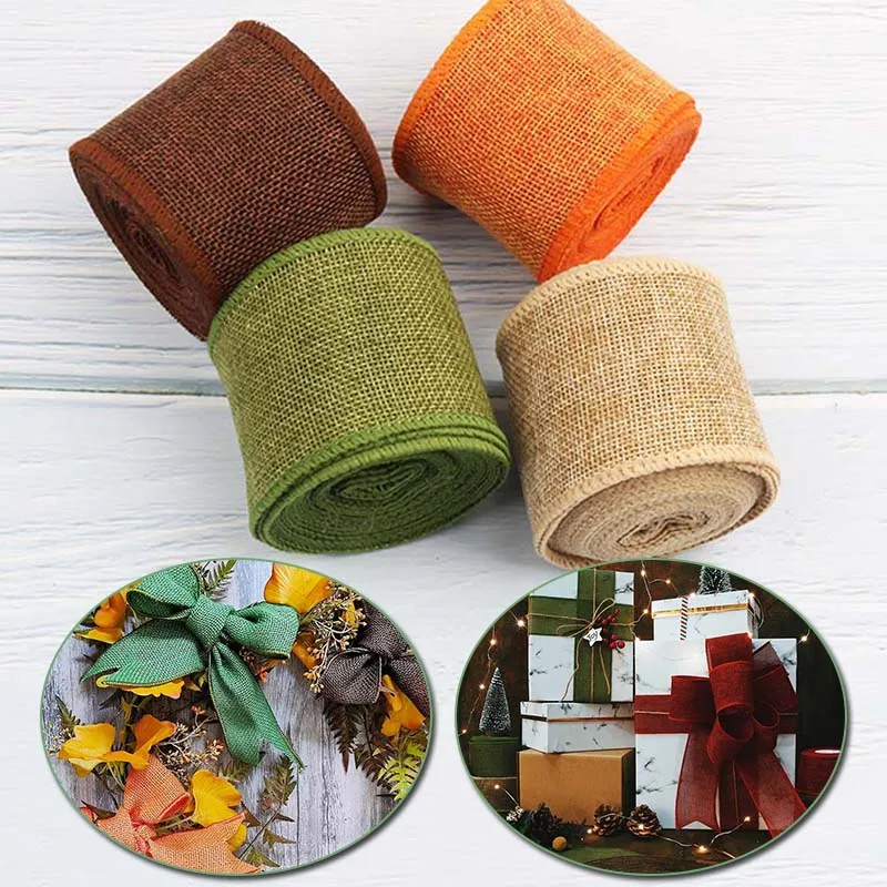 3 м/рулон 6 см ручной работы льняная лента в декорированном мешковиной горшке