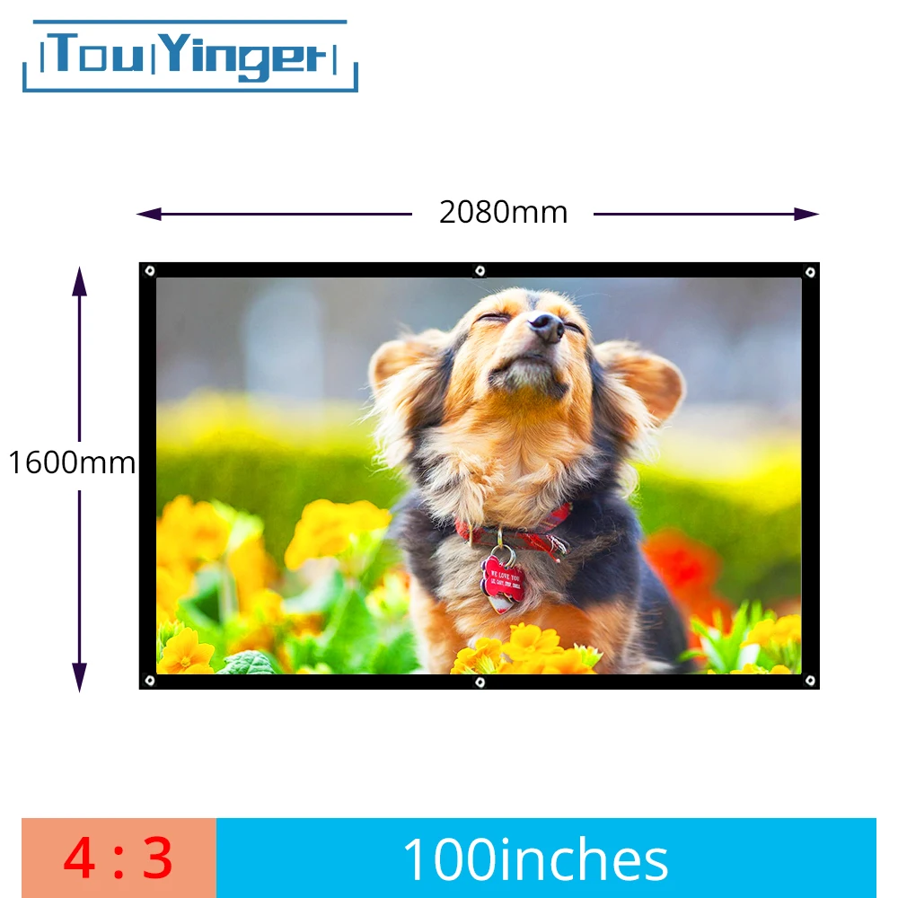 Продажа с фабрики 100 дюймов 4:3 проектор HD экран Портативный Сложенный передний