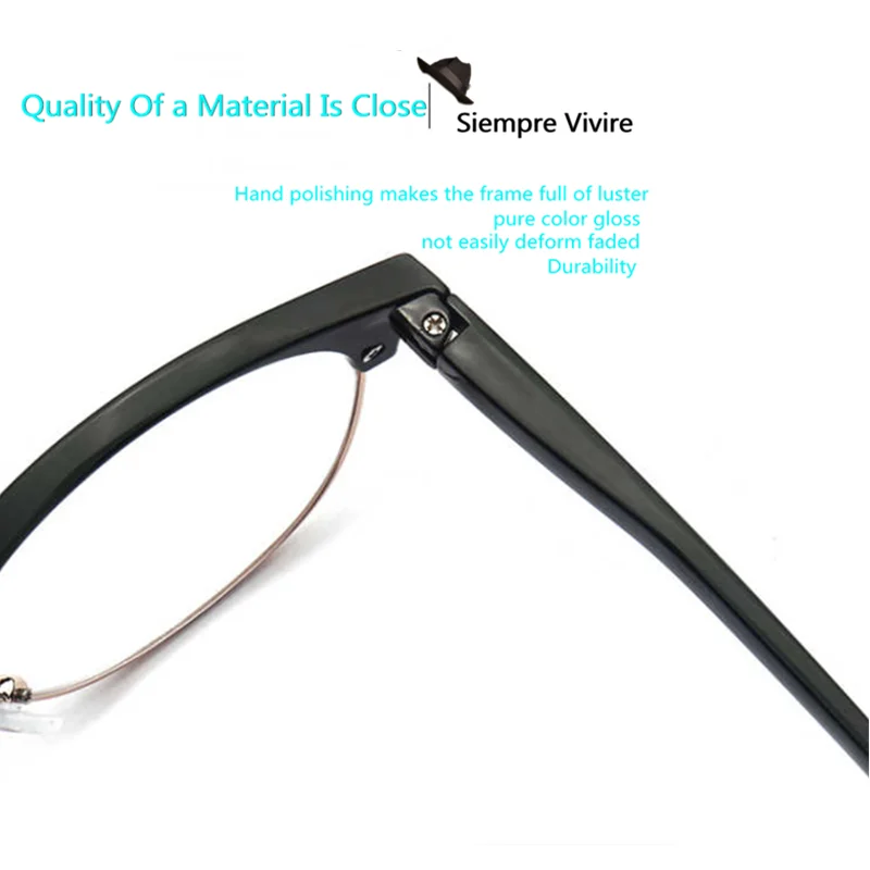 

Clear Lens Spectacle Women Round Prescription Eyeglasses Frames Metal Half frame Optical Screwless Myopia Eyewear With Diopter