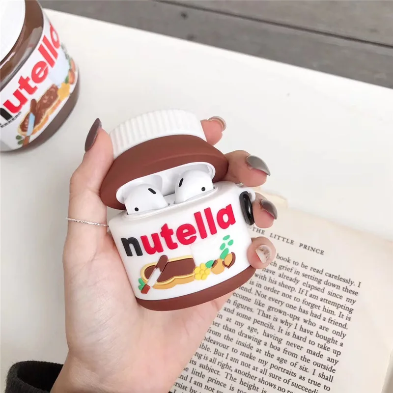 

For AirPod 2 Case 3D Chocolate Nutella Soft Silicone Earphone Cases For Apple Airpods Pro Case Cute Cover Funda + Ring MNL1