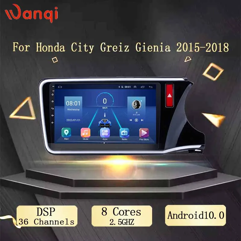 10 1 дюймов Wanqi 0 Автомобильный GPS DSP AHD навигатор для Honda City Greiz Gienia 2015 2018 RHD поддержка