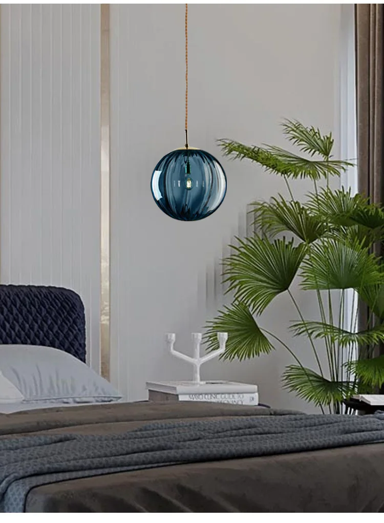 Modern Simple Glass Single Head Hanging Lamp Colorful Creative Individual Designer Pednant Lights Living Room Bedrom Bar Hall