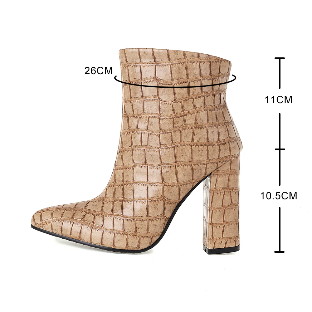 

Winter Hot sale Ladies Ankle Boots Sexy Thick Heels Pointed Toe Female High Heels Fashion Booties Autumn High Quality Women Boot