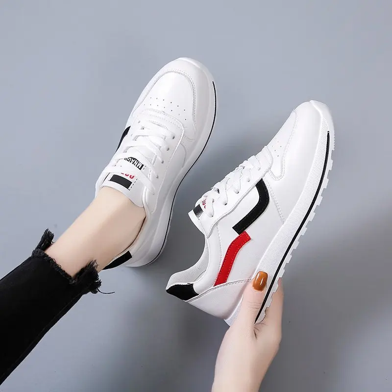 

Llogai Women's Shoes Spring Women Flat Sports Shoes Fashion Vulcanize Shoes Breathable Lace-Up Solid Walking Shoe Tenis Feminino