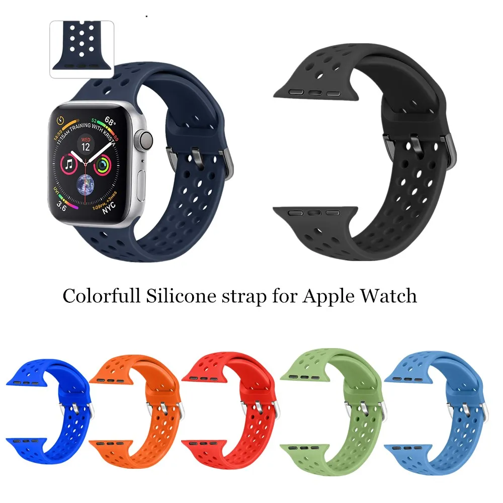 Модная мягкая силиконовая лента для часов apple watch 5 4 3 2 1 серия 38 40 мм Ремешки