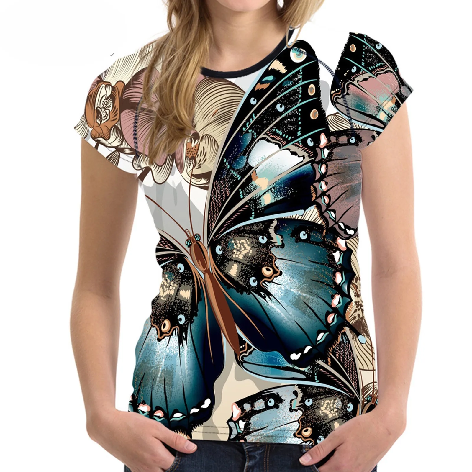 Футболка с 3d-рисунком животных летняя футболка коротким рукавом и круглым