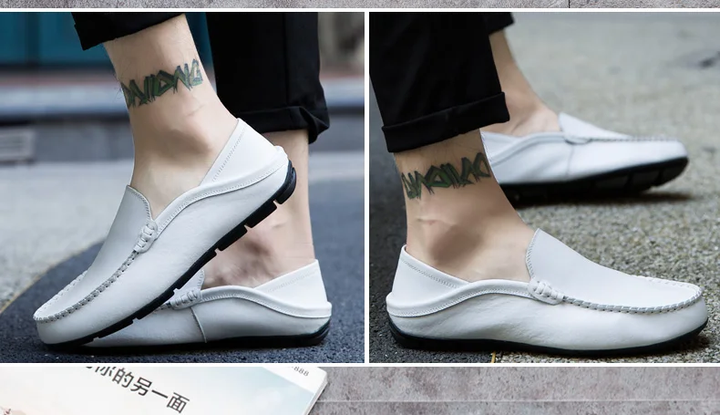 Мужские лоферы; кожаная мужская повседневная обувь; zapatos de hombre mocasines; слипоны; цвет белый, черный; сезон весна-осень; buty meskie; большие размеры 46, 47