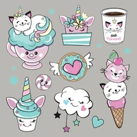 cute unicorn set appliques on clothes heat transfer tops vinyl diy sticker on clothes small cat patches for baby shirt