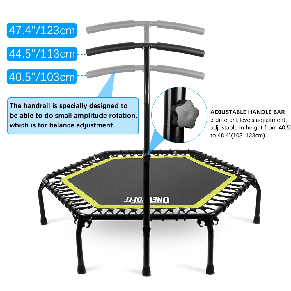 OneTwoFit 45 &quotтихий мини батут для детей прыгать с регулируемой ручкой фитнес