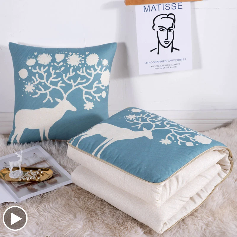 2 в 1 мультяшный складной стеганый плед с скандинавскими принтами квадратное