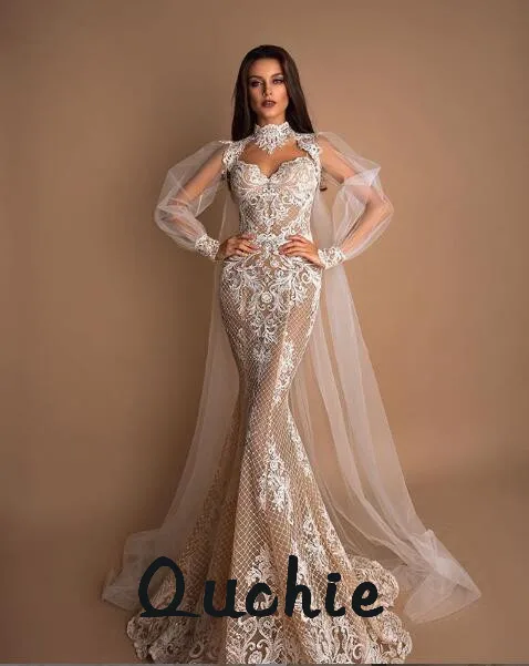 

Fashion Illusion Mermaid Wedding Dresses Appliques With Jacket Vestidos De Novia Bridel Gown Abiti Da Sposa Custom Made